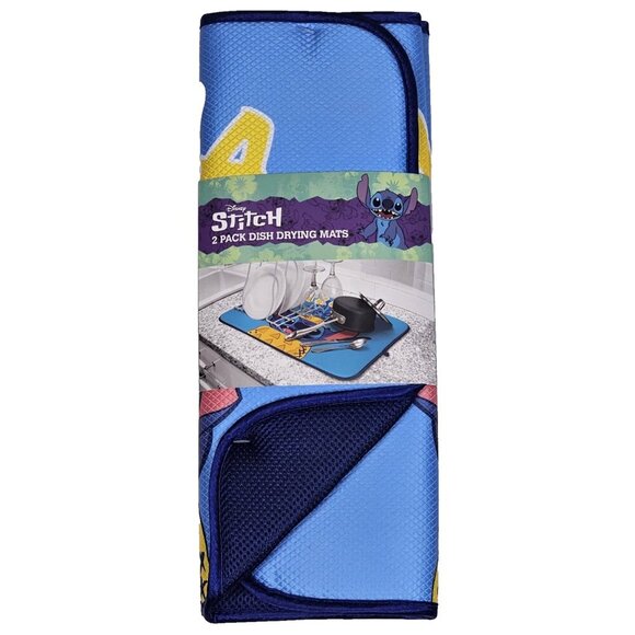 Disney Stitch 2 Pack Kitchen Dish Drying Mats 16" x 18" Pineapple Aloha New - Picture 2 of 5